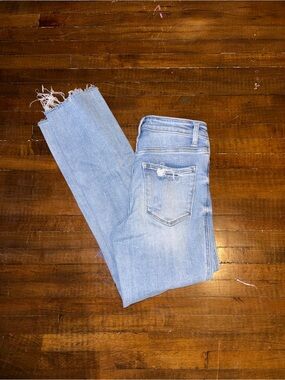 Flying Monkey Light Blue Skinny Jeans with Frayed Hem